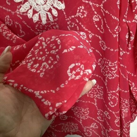 Susan Graver Style Women’s Embroidered Top Tunic Sz 2X Flowy Red - Picture 3 of 8